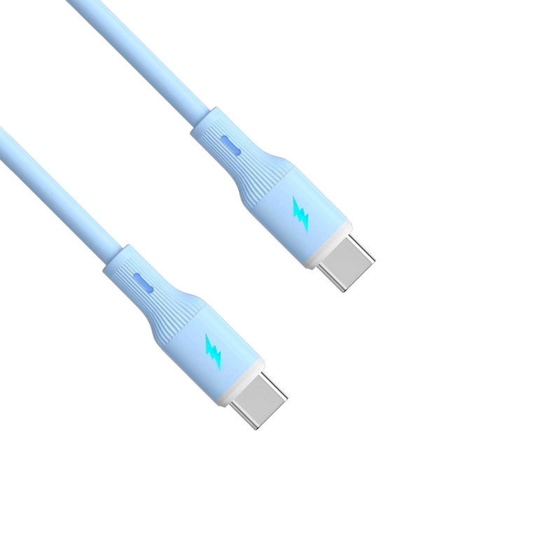 Akyga AK-USB-68 cable USB USB-C (macho) / USB-C (macho), USB 2.0, 60W, 1 m, azul, silicona