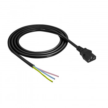 Akyga AK-OT-02A cable de alimentación IEC C13 a extremo abierto, CCA 3 x 0,5 mm², 1,5 m, negro