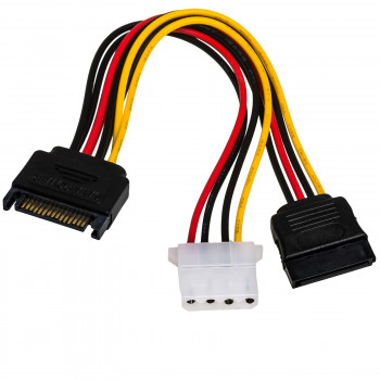 Akyga AK-CA-32 cable distribuidor de alimentación SATA (conector macho) a SATA (conector hembra) + Molex (conector hembra), 2x 15 cm