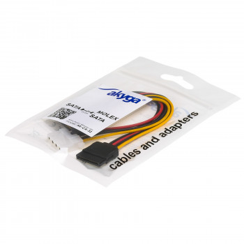 Akyga AK-CA-32 cable distribuidor de alimentación SATA (conector macho) a SATA (conector hembra) + Molex (conector hembra), 2x 15 cm