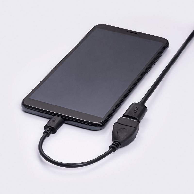 Akyga AK-AD-09 cable adaptador OTG Micro USB-B (macho) a USB-A (hembra), 15 cm, negro