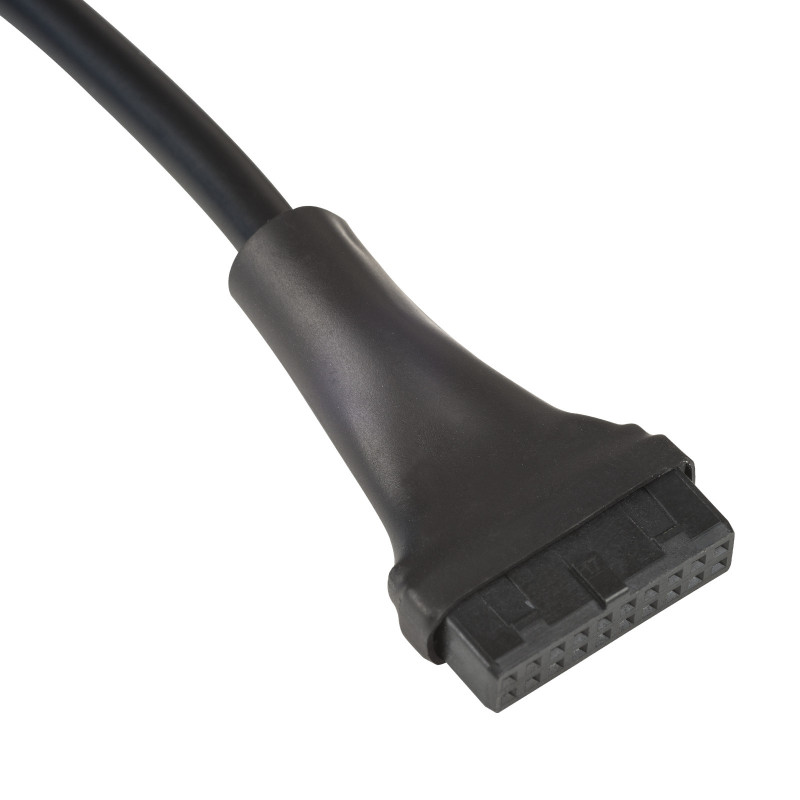 Akyga AK-CA-75 cable adaptador de header USB 2.0 interno de 9 pines (macho) a USB 3.0 de 19 pines (hembra), 20 cm, negro