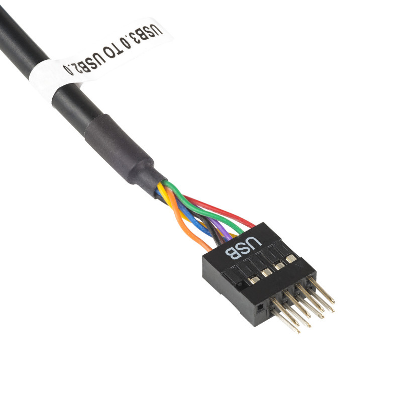 Akyga AK-CA-75 cable adaptador de header USB 2.0 interno de 9 pines (macho) a USB 3.0 de 19 pines (hembra), 20 cm, negro