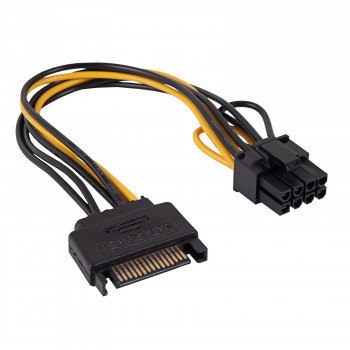 Akyga AK-CA-80 Cable adaptador de alimentación SATA a PCIe 6+2 pines, 15 cm