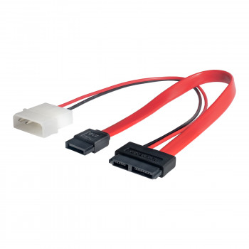 Akyga AK-CA-45 Cable adaptador Slimline SATA, Slim SATA (hembra) a datos SATA (hembra) + Molex (macho), 2x 20 cm