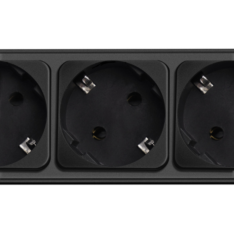 Akyga AK-SP-06B Regleta con protección contra sobretensiones, 5x tomas Schuko CEE 7/3 (tipo F), interruptor, 3 m, negro