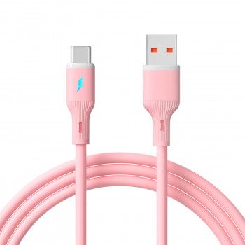 Akyga AK-USB-61 Cable USB USB-A (m) / USB-C (m), USB 2.0, 18W, 1 m, rosa, silicona