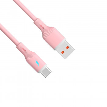 Akyga AK-USB-61 Cable USB USB-A (m) / USB-C (m), USB 2.0, 18W, 1 m, rosa, silicona