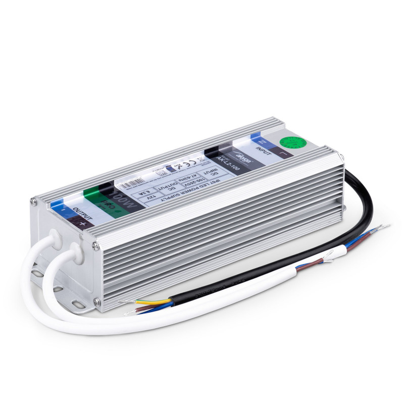 Akyga AK-L2-100 Fuente de alimentación conmutada LED estanca 12 V, 8,3 A, 100 W, IP67