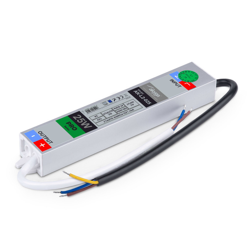 Akyga AK-L2-025 Fuente de alimentación conmutada LED estanca 12 V, 2 A, 25 W, IP67