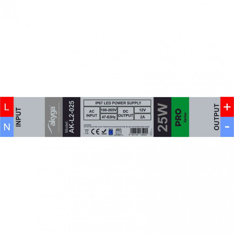 Akyga AK-L2-025 Fuente de alimentación conmutada LED estanca 12 V, 2 A, 25 W, IP67