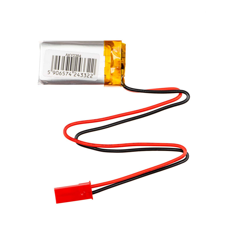 Akyga AKY0384 Batería Li-Po LP601730 3,7 V 250 mAh con PCM, conector JST 2,54 mm 2 pines, cable 150 mm