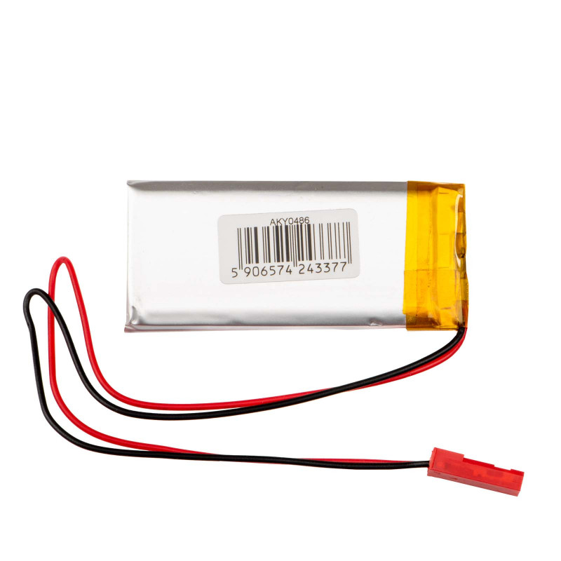 Akyga AKY0486 Batería Li-Po LP502248 3,7 V 450 mAh con PCM, conector JST 2,54 mm 2 pines, cable 150 mm
