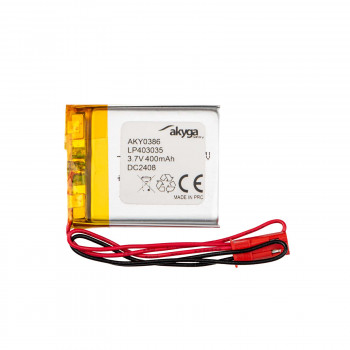 Akyga AKY0386 Batería Li-Po LP403035 3,7 V 400 mAh con PCM, conector JST 2,54 mm 2 pines, cable 150 mm