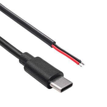 Akyga AK-SC-38 Cable de servicio conector USB-C y extremo abierto, 10 W (5 V / 2 A), 1 m, negro
