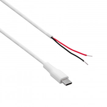 Akyga AK-SC-40 Cable de servicio conector USB-C y extremo abierto, 60 W (20 V / 3 A), 1 m, blanco