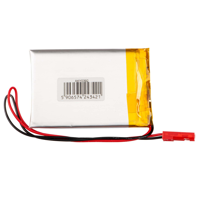 Akyga AKY0392 Batería Li-Po LP453350 3,7 V 800 mAh con PCM, conector JST 2,54 mm 2 pines, cable 150 mm