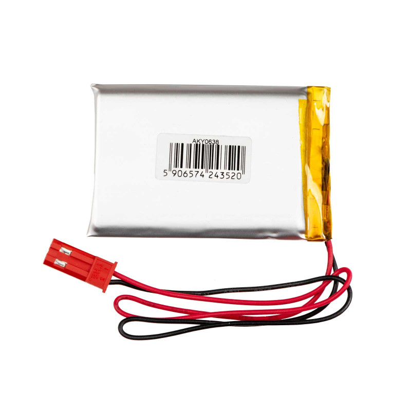 Akyga AKY0638 Batería Li-Po LP603450 3,7 V 1200 mAh con PCM, conector JST 2,54 mm 2 pines, cable 100 mm