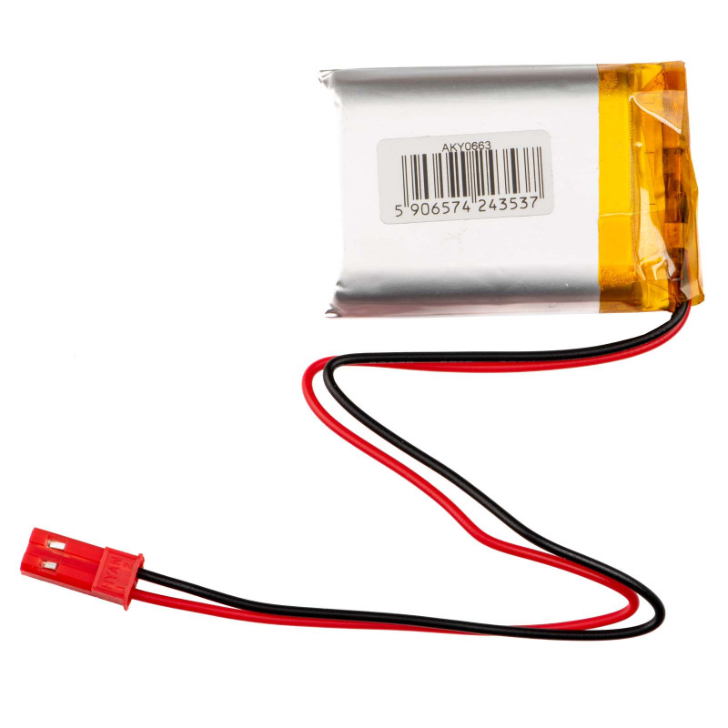 Akyga AKY0663 Batería Li-Po LP103040 3,7 V 1200 mAh con PCM, conector JST 2,54 mm 2 pines, cable 150 mm