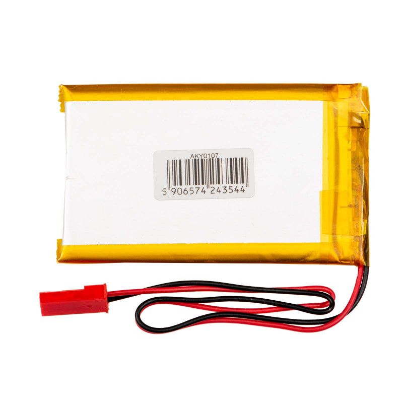 Akyga AKY0107 Batería Li-Po LP503759 3,7 V 1350 mAh con PCM, conector JST 2,54 mm 2 pines, cable 150 mm