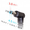 Akyga AK-ND-40 Fuente de alimentación para portátil de coche 19,5 V / 3,33 A, 65 W, 4,5 x 3,0 mm + pin, para HP