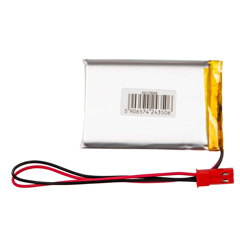 Akyga AKY0646 Batería Li-Po LP623255 3,7 V 1100 mAh con PCM, conector JST 2,54 mm 2 pines, cable 150 mm