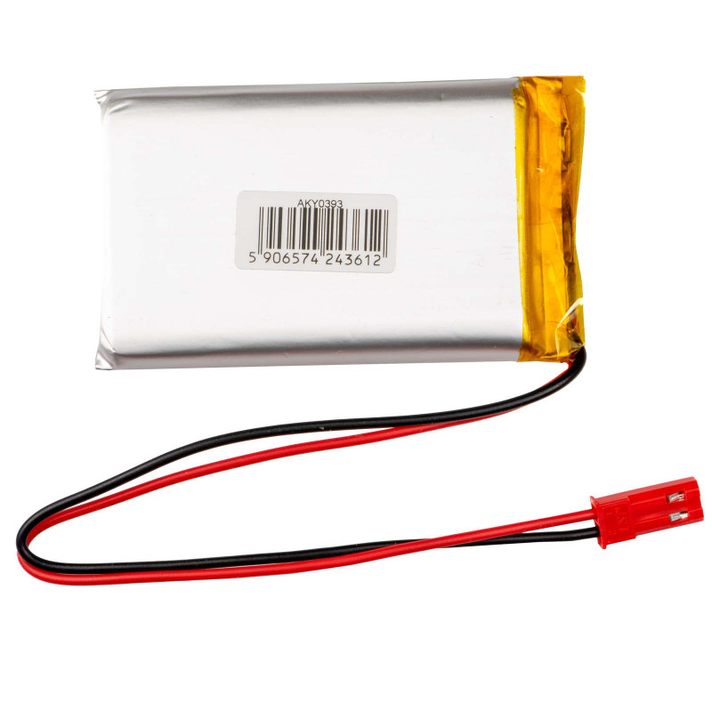 Akyga AKY0393 LP903759 batería Li-Po 3,7 V 2200 mAh con PCM, conector macho JST 2,54 mm 2 pines, cable de 150 mm
