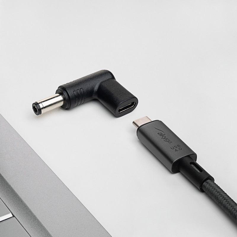 Akyga AK-ND-C02 adaptador de carga USB-C a DC 5,5 x 2,1 mm para portátiles, 18,5-20 V, 100 W