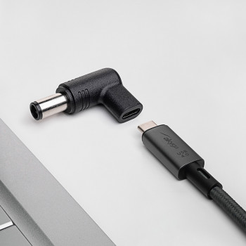 Akyga AK-ND-C07 adaptador de carga USB-C a DC 7,4 x 5,0 mm + pin para portátiles, 18,5-20 V, 100 W, para HP