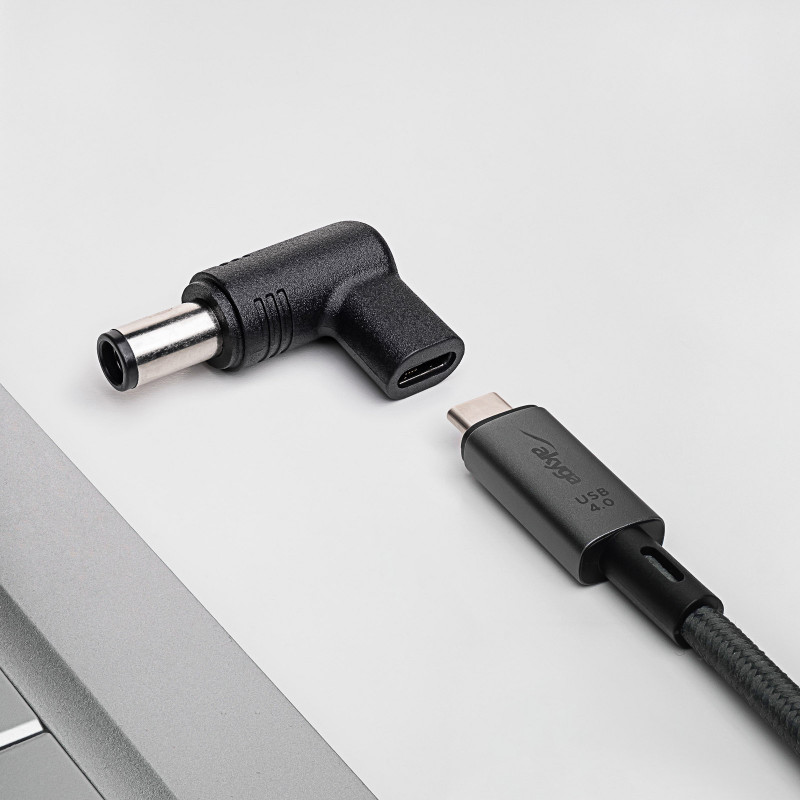 Akyga AK-ND-C07 adaptador de carga USB-C a DC 7,4 x 5,0 mm + pin para portátiles, 18,5-20 V, 100 W, para HP