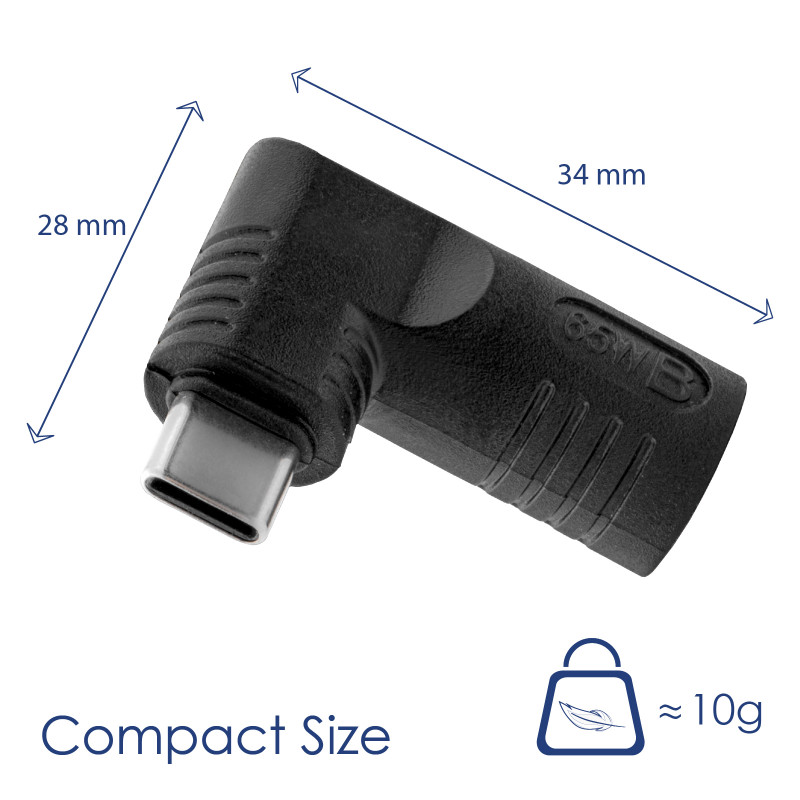 Akyga AK-ND-D01 adaptador DC 7,9 x 5,5 mm + pin a USB-C PD para fuentes de alimentación de portátil, 65 W