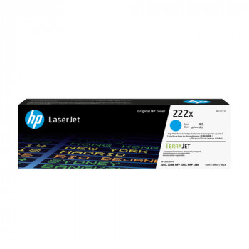 HP 222X W2221X cartucho de tóner LaserJet original de alta capacidad, cian, hasta 2.500 páginas