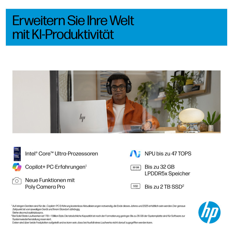 Portátil HP OmniBook 7 17-dc0675ng, Intel Core Ultra 7 256V, 32 GB de RAM, SSD de 1 TB, Windows 11 Pro, teclado alemán