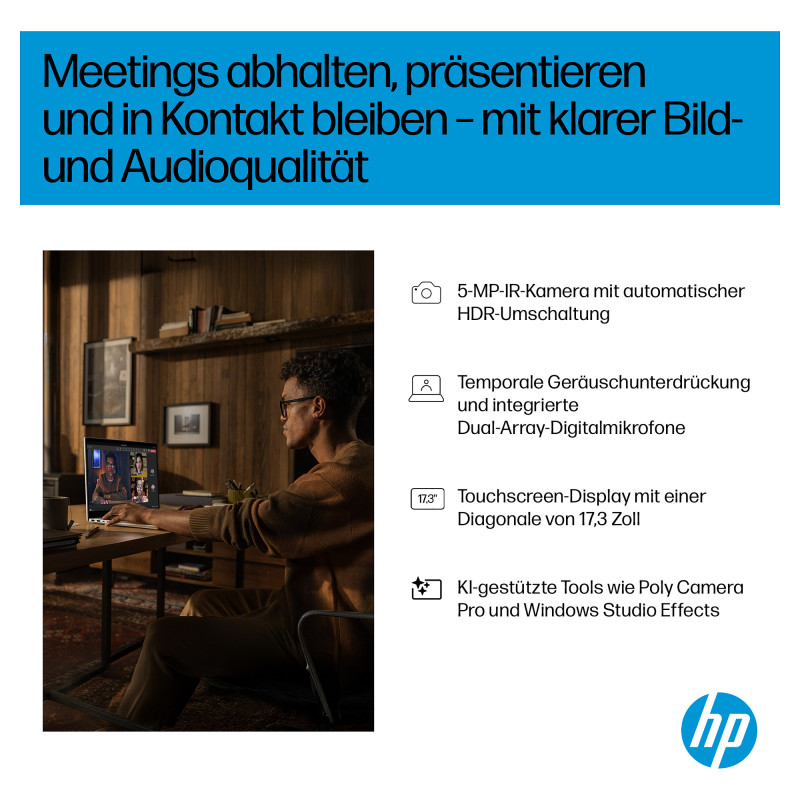 Portátil HP OmniBook 7 17-dc0675ng, Intel Core Ultra 7 256V, 32 GB de RAM, SSD de 1 TB, Windows 11 Pro, teclado alemán