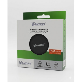 Vakoss MY5316K cargador inalámbrico magnético, 15 W, negro