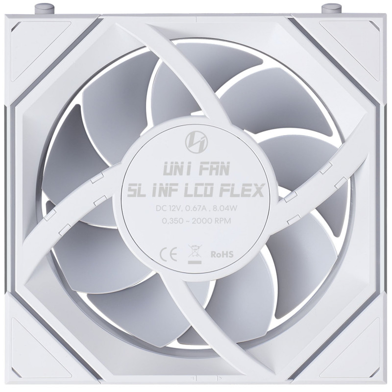 Lian Li UNI FAN SL-INF 120 FLEX LCD Wireless ventilador de caja, ARGB y LCD, 120 mm, blanco