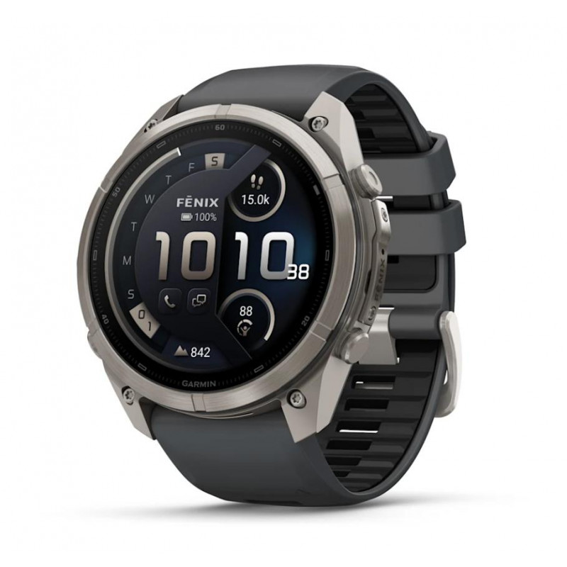 Reloj inteligente Garmin Fenix 9 Pro inReach, 51 mm, caja de titanio, correa de silicona grafito/negro