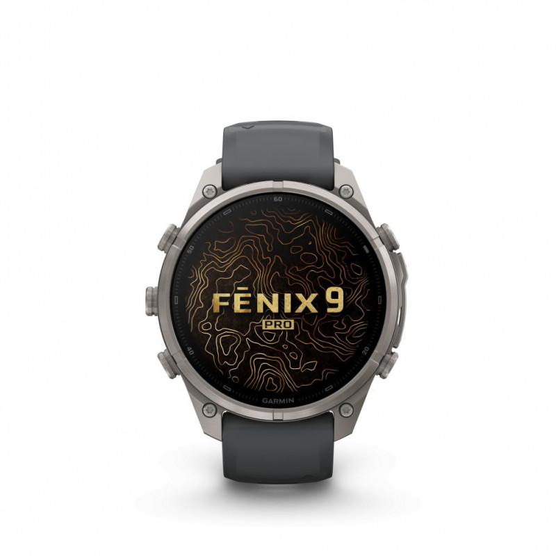 Reloj inteligente Garmin Fenix 9 Pro, 47 mm, caja de titanio, correa de silicona grafito/negro