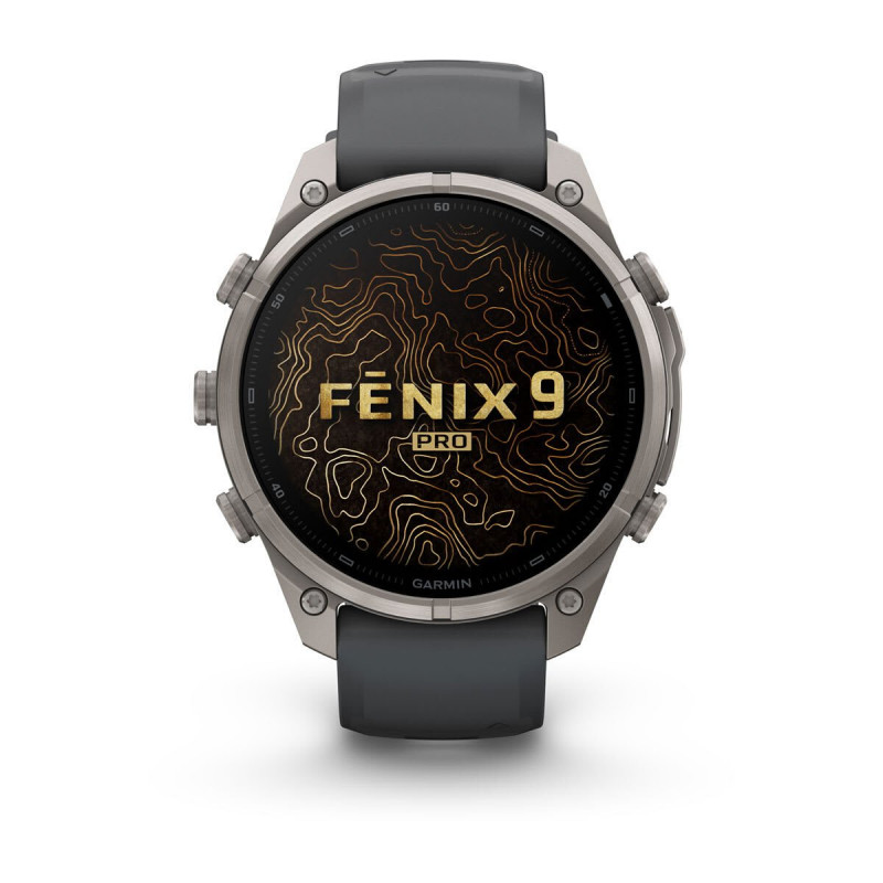 Reloj inteligente Garmin Fenix 9 Pro, 47 mm, caja de titanio, correa de silicona grafito/negro
