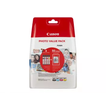 Canon CLI-581 C/M/Y/BK cartuchos de tinta Photo Value Pack (4 uds.) con papel fotográfico