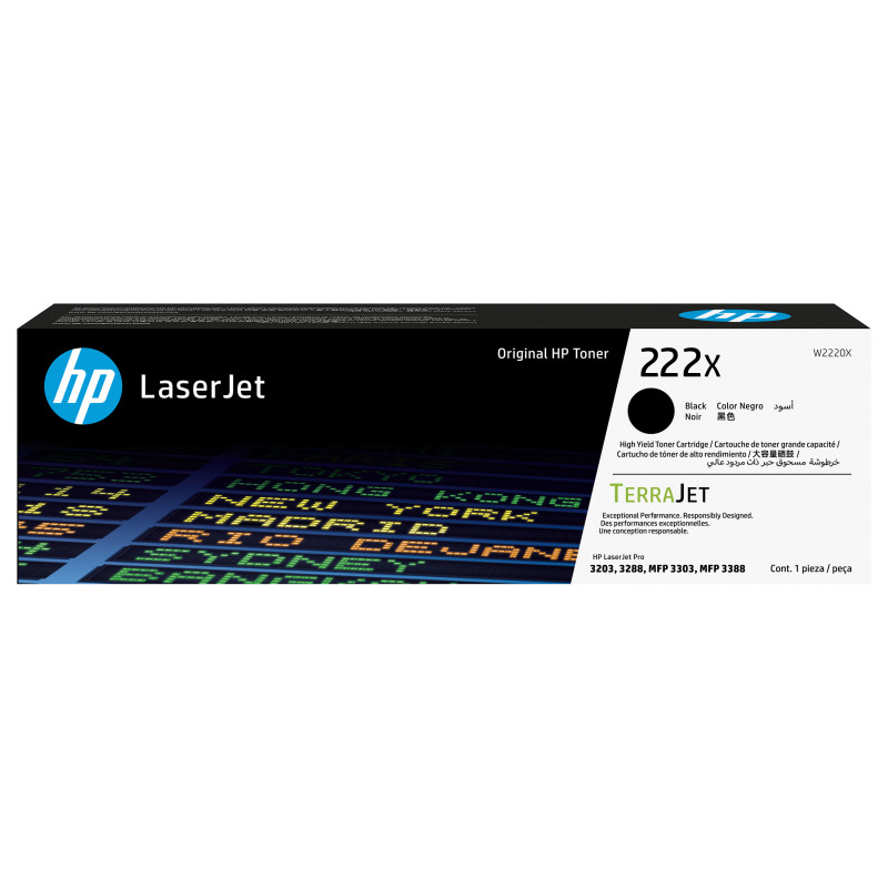 HP 222X W2220X cartucho de tóner original LaserJet de alta capacidad, negro