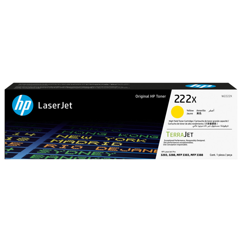 HP 222X W2222X cartucho de tóner original LaserJet de alta capacidad, amarillo