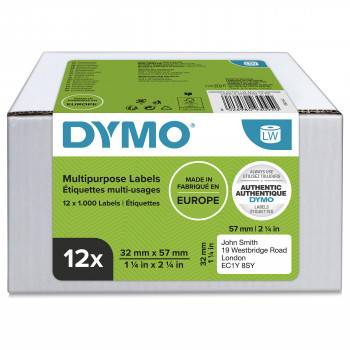 DYMO 2093095 etiquetas multiusos LabelWriter, 32 x 57 mm, 12 rollos, blancas
