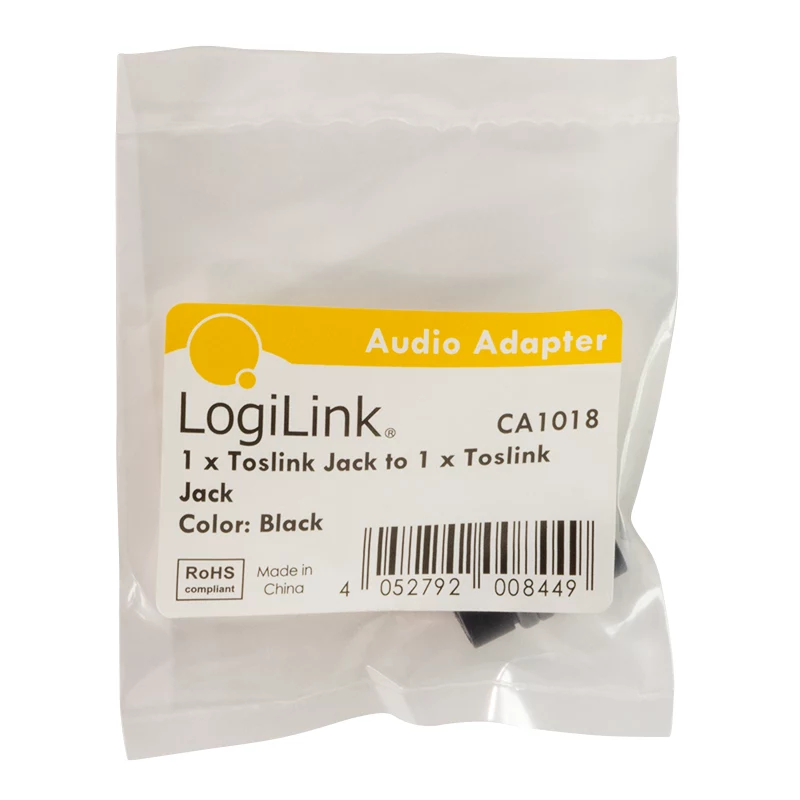 LogiLink CA1018 adaptador de audio Toslink, Toslink hembra a Toslink hembra, negro