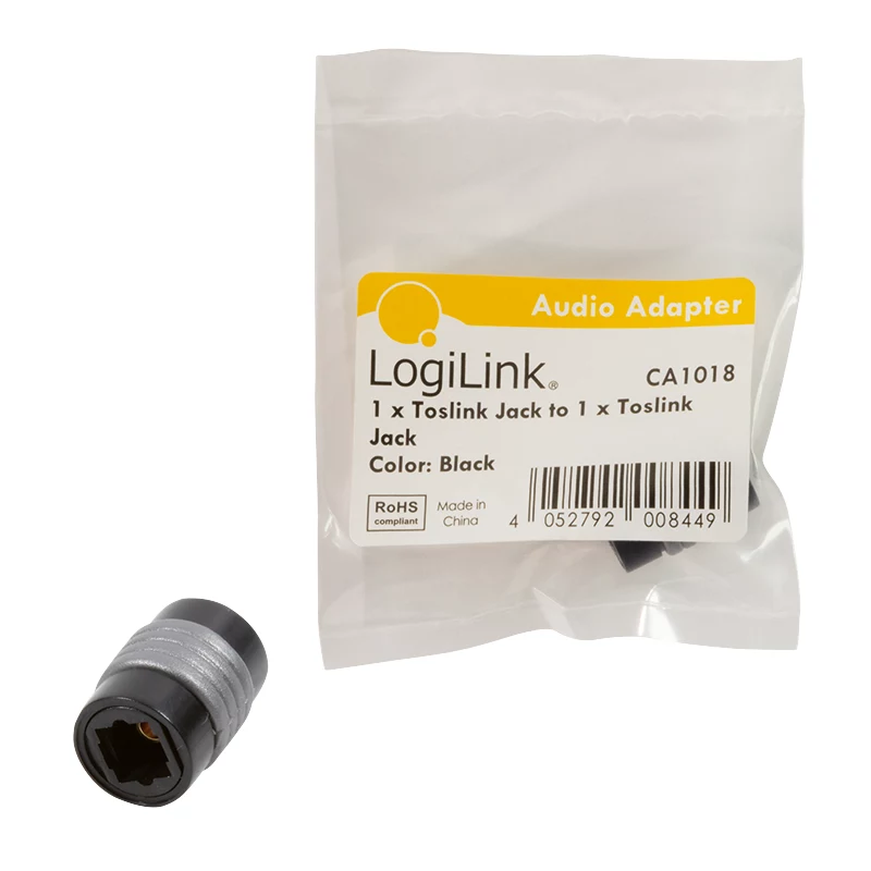 LogiLink CA1018 adaptador de audio Toslink, Toslink hembra a Toslink hembra, negro