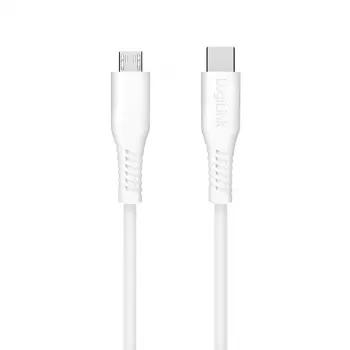 LogiLink CU0240 cable USB 2.0 Type-C, USB-C macho a micro USB macho, 480 Mbps, 12 W, blanco, 0,3 m