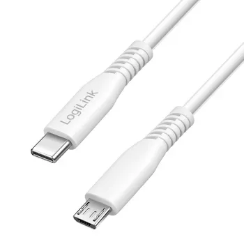 LogiLink CU0241 cable USB 2.0 Type-C, USB-C macho a micro USB macho, 480 Mbps, 12 W, blanco, 0,5 m