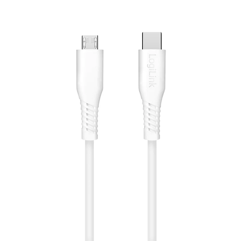 LogiLink CU0242 cable USB 2.0 Type-C, USB-C macho a micro USB macho, 480 Mbps, 12 W, blanco, 1 m