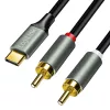 LogiLink CUA0141 cable USB 2.0 Type-C a 2x RCA, audio estéreo, aluminio, negro/plata, 1,5 m