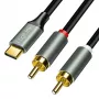 LogiLink CUA0141 cable USB 2.0 Type-C a 2x RCA, audio estéreo, aluminio, negro/plata, 1,5 m